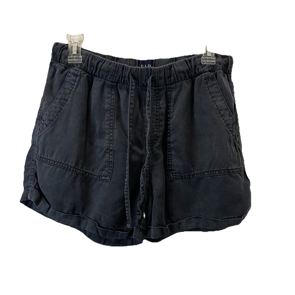 GAP Gray Pull on 100% Lyocell Shorts Drawstring Pockets Chambray Womens Size S